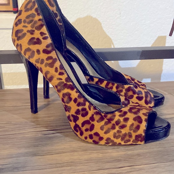 Shoes - BEBE LEOPARD HEELS FUR